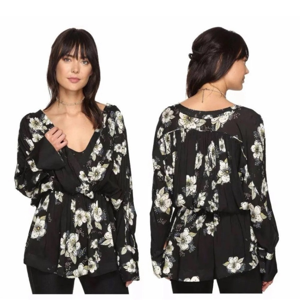Free People floral Tuscan Dreams peplum top L